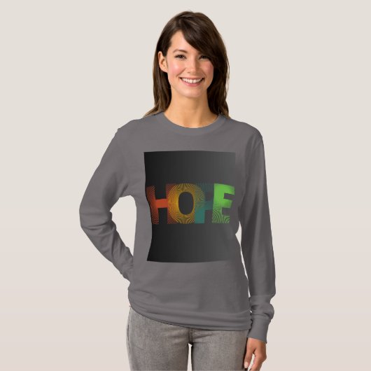 Kleurrijke HOPE typografie T-shirt (Voorkant volledig)