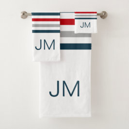 Kleurrijke horizontale marinestrepen bad handdoek