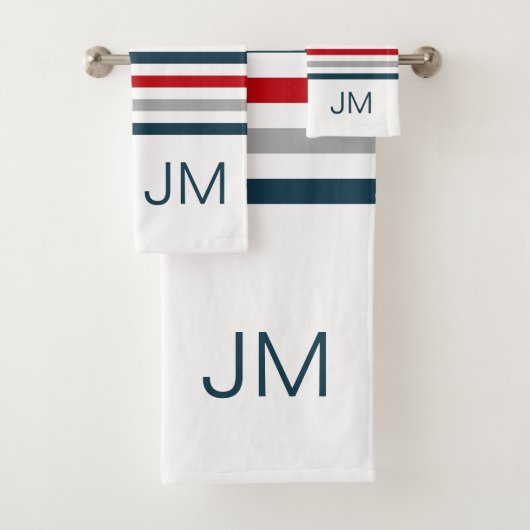 Kleurrijke horizontale marinestrepen bad handdoek (Insitu)