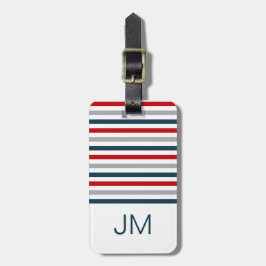 Kleurrijke horizontale marinestrepen bagagelabel