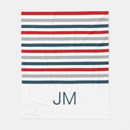 Kleurrijke horizontale marinestrepen fleece deken