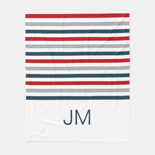 Kleurrijke horizontale marinestrepen fleece deken (Voorkant)