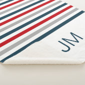 Kleurrijke horizontale marinestrepen sherpa deken (3/4)