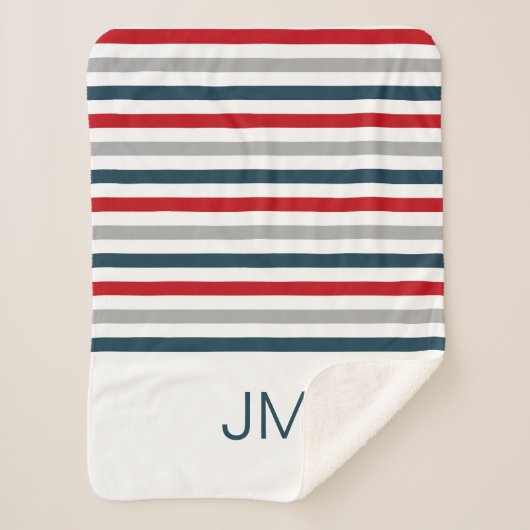 Kleurrijke horizontale marinestrepen sherpa deken (Voorkant)