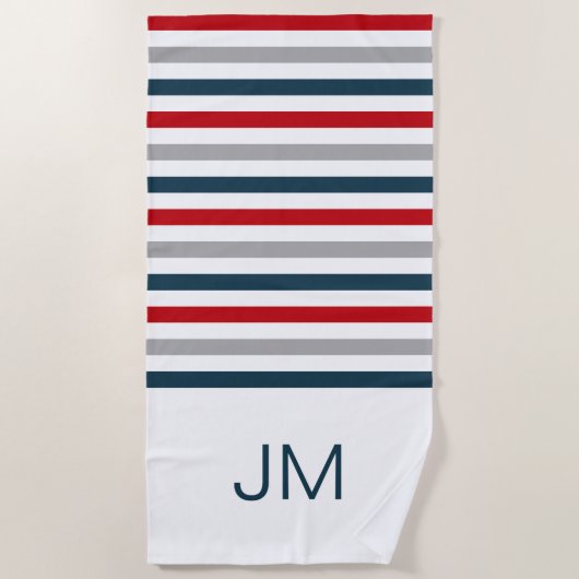 Kleurrijke horizontale marinestrepen strandlaken (Voorkant)