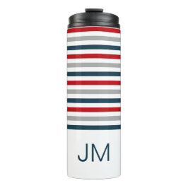 Kleurrijke horizontale marinestrepen thermosbeker