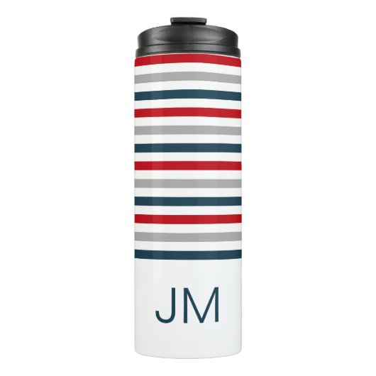 Kleurrijke horizontale marinestrepen thermosbeker (Voorkant)