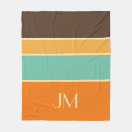 Kleurrijke horizontale retro stijllijnen fleece deken