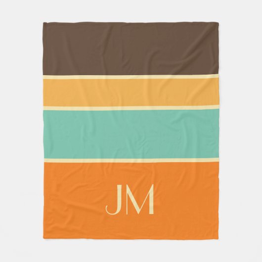 Kleurrijke horizontale retro stijllijnen fleece deken (Voorkant)
