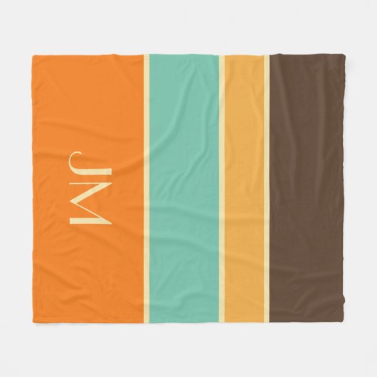 Kleurrijke horizontale retro stijllijnen fleece deken (Voorkant (Horizontaal))
