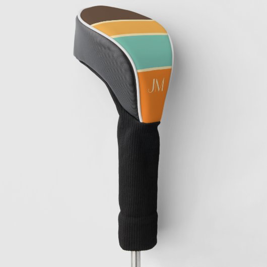 Kleurrijke horizontale retro stijllijnen golfheadcover (Schuin)