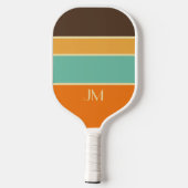 Kleurrijke horizontale retro stijllijnen pickleball paddle (Achterkant)