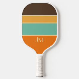 Kleurrijke horizontale retro stijllijnen pickleball paddle