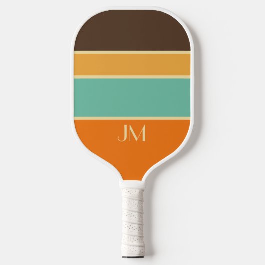 Kleurrijke horizontale retro stijllijnen pickleball paddle (Voorkant)