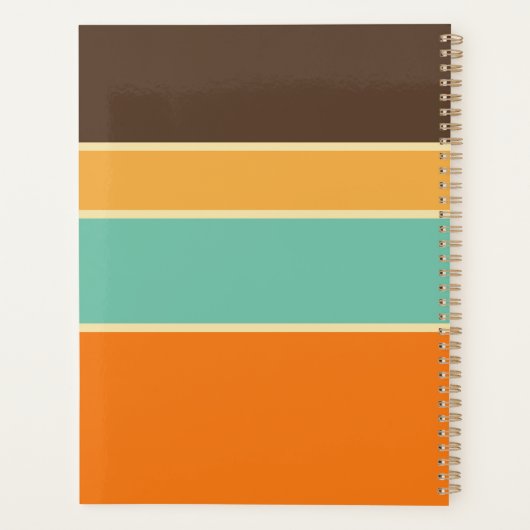 Kleurrijke horizontale retro stijllijnen planner (Achterkant)