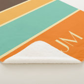 Kleurrijke horizontale retro stijllijnen sherpa deken (3/4)