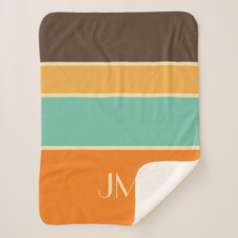 Kleurrijke horizontale retro stijllijnen sherpa deken