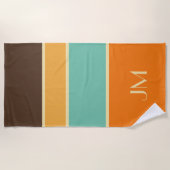 Kleurrijke horizontale retro stijllijnen strandlaken (Voorkant)