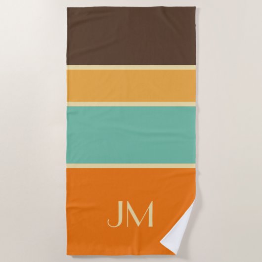 Kleurrijke horizontale retro stijllijnen strandlaken (Voorkant)