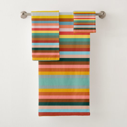 Kleurrijke horizontale retro strepen  bad handdoek (Insitu)