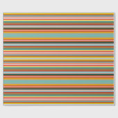 Kleurrijke horizontale retrostrepen cadeaupapier (Vlak)