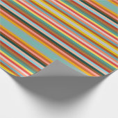 Kleurrijke horizontale retrostrepen cadeaupapier (Hoek)