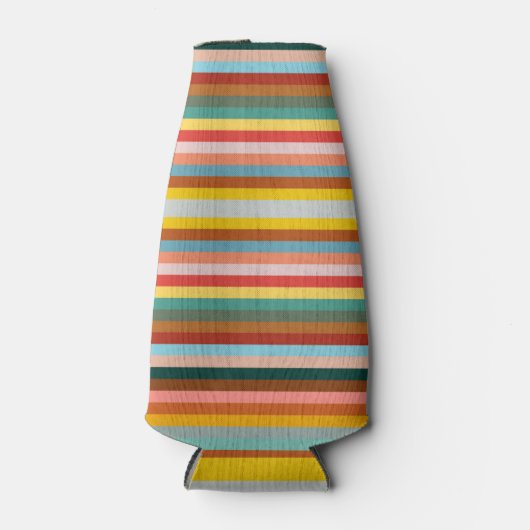 Kleurrijke horizontale retrostrepen flesjeskoeler (Voorkant)