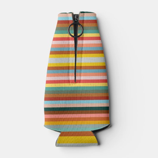 Kleurrijke horizontale retrostrepen flesjeskoeler (Achterkant)