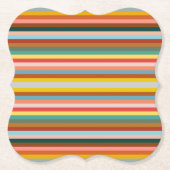 Kleurrijke horizontale retrostrepen kartonnen onderzetters (Voorkant)