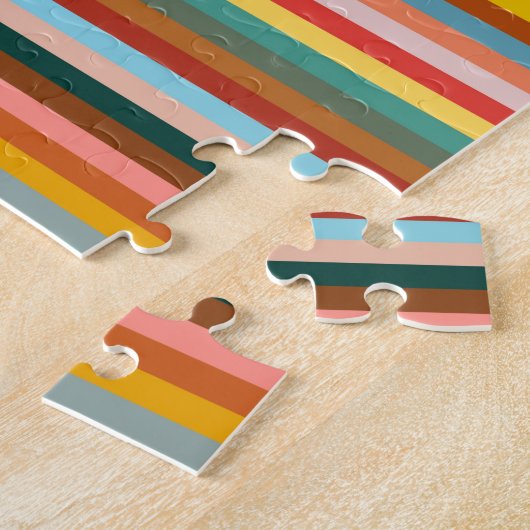 Kleurrijke horizontale retrostrepen legpuzzel (Zijkant)