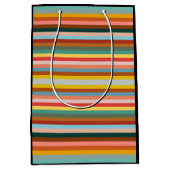 Kleurrijke horizontale retrostrepen medium cadeauzakje (Voorkant)