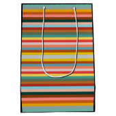 Kleurrijke horizontale retrostrepen medium cadeauzakje (Achterkant)