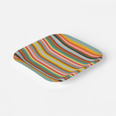 Kleurrijke horizontale retrostrepen papieren bordje (Gebogen)