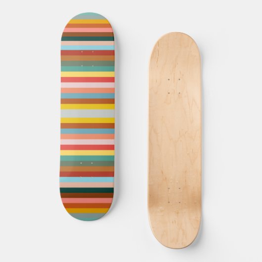 Kleurrijke horizontale retrostrepen persoonlijk skateboard (Voorkant)
