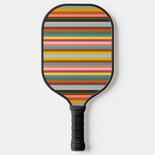 Kleurrijke horizontale retrostrepen pickleball paddle (Voorkant)