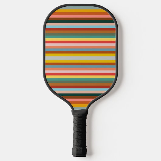 Kleurrijke horizontale retrostrepen pickleball paddle (Achterkant)