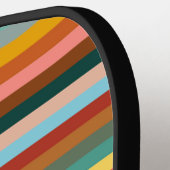Kleurrijke horizontale retrostrepen pickleball paddle (Links Detail)