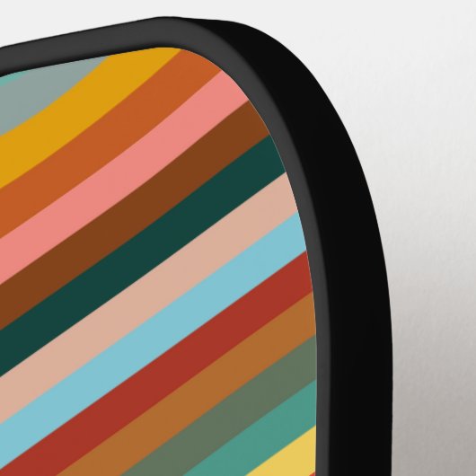 Kleurrijke horizontale retrostrepen pickleball paddle (Links Detail)