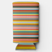 Kleurrijke horizontale retrostrepen seltzer blikjeskoeler (Achterkant)