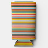 Kleurrijke horizontale retrostrepen seltzer blikjeskoeler (Voorkant)