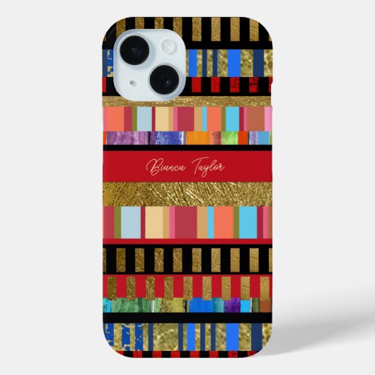 Kleurrijke horizontale strepen Girly Modern Case-Mate iPhone Case (Achterkant)