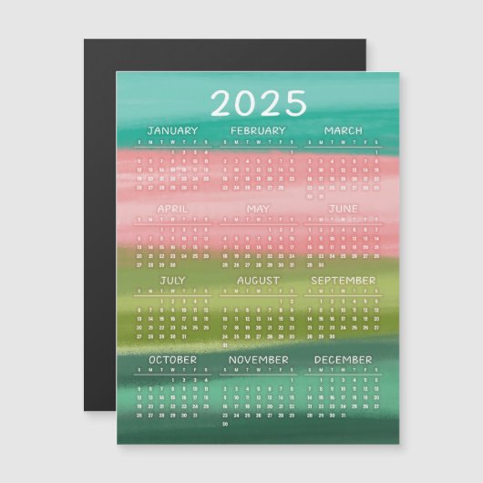 Kleurrijke horizontale Waterverf penseelstreken 20 Magnetische Uitnodiging (Voorkant / Achterkant)