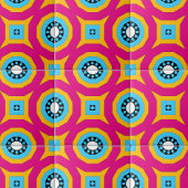 Kleurrijke Hot Pink en Turquoise geometrisch patro Tegeltje