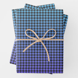 Kleurrijke Houndstooth- Blauw tot Paarse Gradient- Inpakpapier Vel