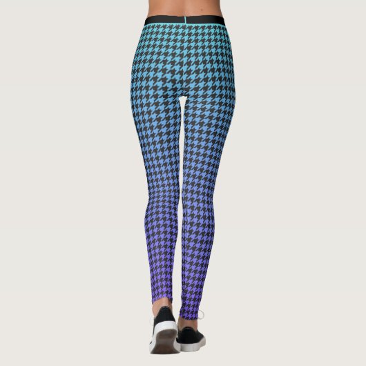 Kleurrijke Houndstooth-Blue Paarse gradiënt- Leggings (Achterkant)