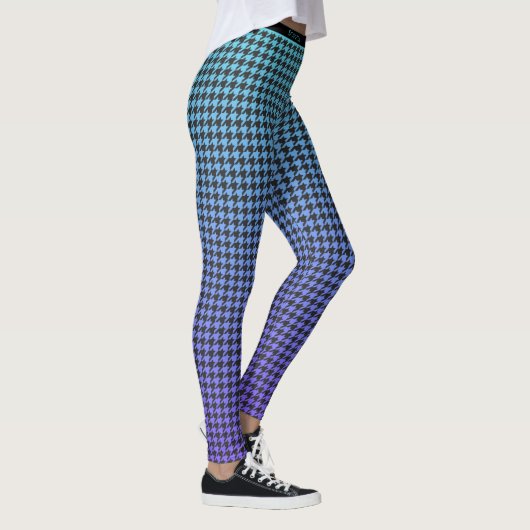 Kleurrijke Houndstooth-Blue Paarse gradiënt- Leggings (Rechts)