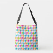 Kleurrijke Houndstooth op wit naadloos patroon Crossbody Tas (Achterkant)