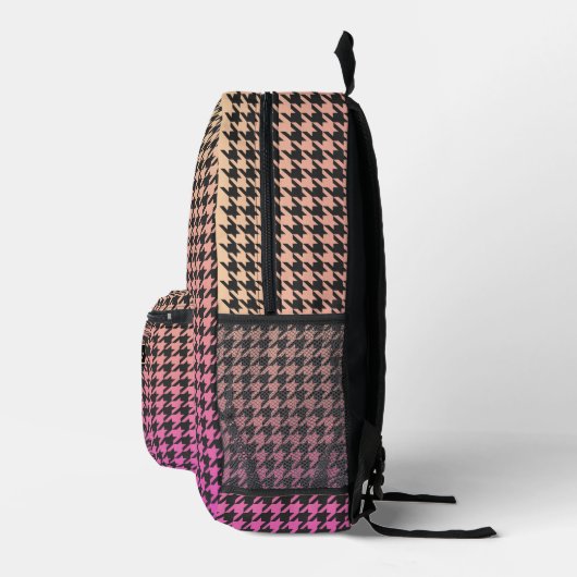 Kleurrijke Houndstooth-Roze aan Gele Gradiënt- Bedrukte Rugzak (Rechts)