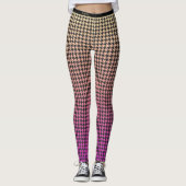 Kleurrijke Houndstooth-Roze aan Gele Gradiënt- Leggings (Voorkant)