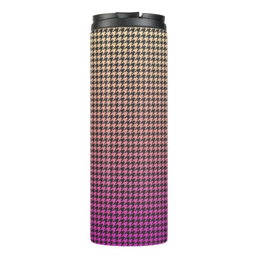 Kleurrijke Houndstooth-Roze aan Gele Gradiënt- Thermosbeker (Achterkant)